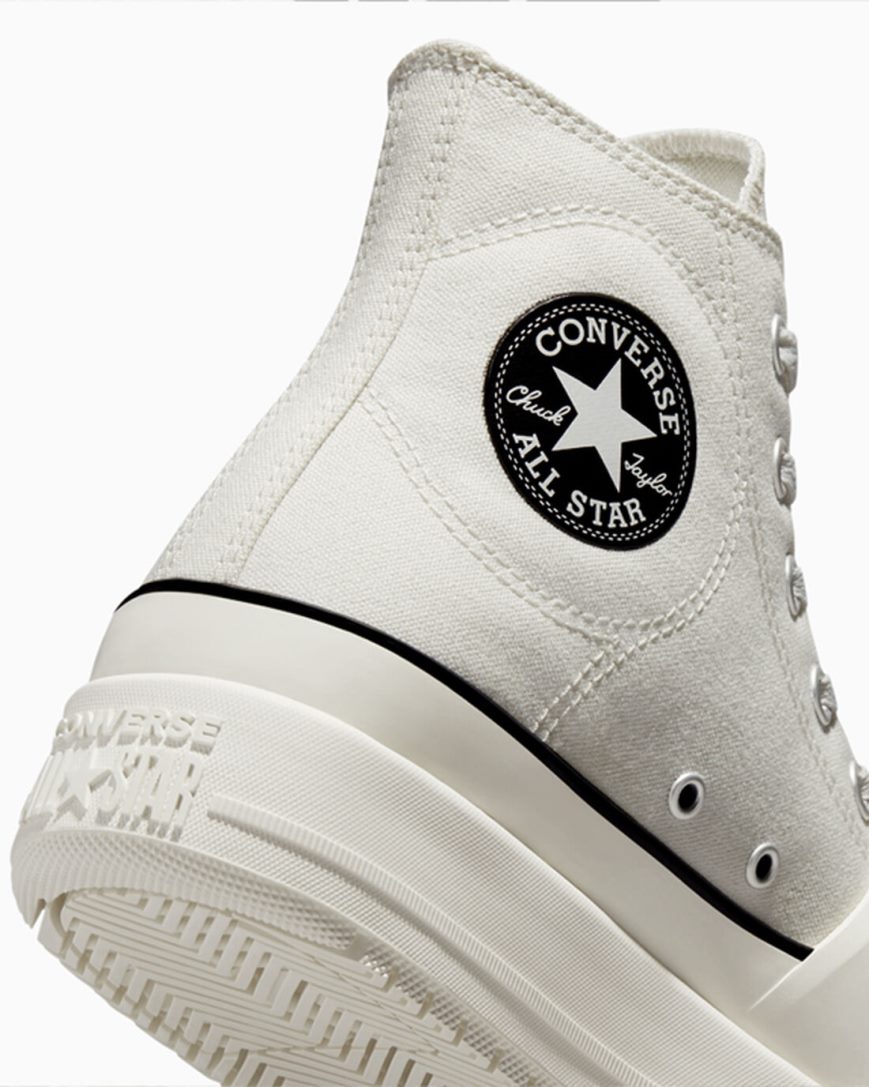 Tenisi Inalti Barbati Converse Chuck Taylor All Star Construct Albi Negrii | RO DJCKG791